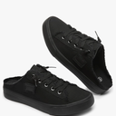 BENPAO Women's Slip on Sneakers Canvas Slip ons Shoes Fashion Comfortable Mules Womens  Non Slip Loafers Casual Backless Shoes Black  10