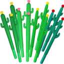 YYaaloa 12pcs Cactus Shape Gel Ink Writing Pens 0.5 mm Black Ink Fun Kawaii Pens Bulk for Kids Office School Supplies