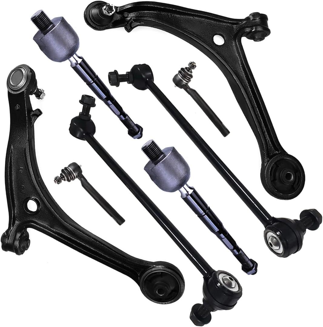 8PC Front Lower Control Arm Suspension Kit FITS for Honda Odyssey 2005 2006 2007 2008 2009 2010, 2 Lower Control Arm w/Ball Joint 4 Inner and Outer Tie Rods 2 Front Sway Bar Link K620504 K620505