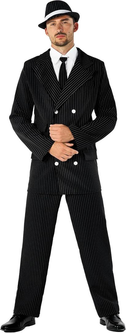 fun shack Gangster Costume Men - 1920s Roaring 20s Adult Gangster Outfit - Vintage Style Costume for Parties (Medium)