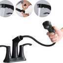 Bathroom Faucet with Pull Out Sprayer, 4 Inch Centerset 3 Hole, 2 Handle Pull Out for Bathroom, Utility Sink or Laundry Tub, Matte Black