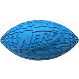 Nerf Dog Tire Squeak Football Outdoor Dog Toy, 6 Inch Dog Football Squeaking Toy for Medium and Large Breeds, Blue