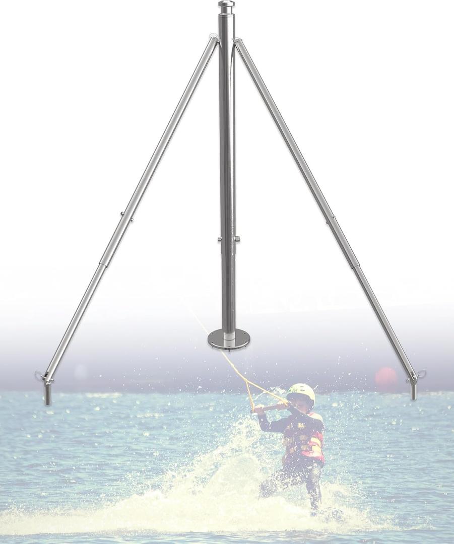 Water Ski Pylon for Outboard Boats, Stainless Steel Ski Pylon for Boat Adjustable Pole Height 33"-57"
