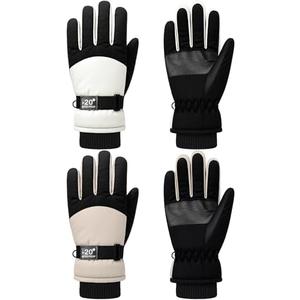 SATINIOR 2 Pairs Kids Waterproof Winter Snow Gloves Ski Gloves for Boy Girl Outdoor Warm Thickening Snowboar