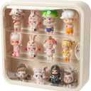 Clear Display Case for Figures, Wall Mounted Acrylic Storage Box, Dust Proof Display Cabinet Organizer for Mini Pop Mart Action Figures Collectibles (Cream) (Cream - 1 Pack)