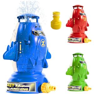 Rocket Sprinkler Water Outdoor - Yard Water Spaceship Toy Launcher Summer Play Splash Rockets Hose Garden for Kids Jet Watering Backyard
