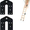 2 Pcs Attic Ladder Hinge Pull Down Stair Parts Suitable for Restoring Old Loft, DIY Ladder (Black)