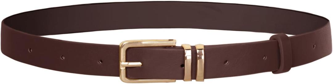 GRACE KARIN Women Leather Belt for Dresses Jeans Pants Waist Belt with Gold Buckle Medium PU Leather Belt (Small)