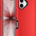 for iPhone 17 Case [Shockproof] [3-Layer] [Military-Grade] Full Body Protection Rugged Heavy Duty Cover Case for iPhone 17,Red/Black
