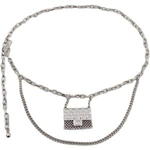 Fashionable Small Metal Waist Bag for Women - Trendy Y2k Mini Belt Bag, Versatile Crossbody & Fanny Pack,Luxury Gold/Silver Accessories (Silver)
