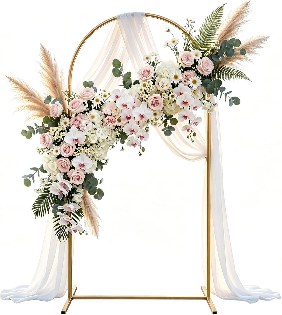 Metal Arch Backdrop Stand 6.6FT: Wedding Arch Frame for Ceremony Balloon Arch Stand for Birthday Anniversary Wedding Party Baby Shower