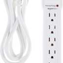 Amazon Basics Surge Protector Power Strip, 6-Outlet, 790 Joules, Circuit Breaker, LED Indicator, 6ft Extension Cord, White (1 Pack)