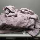 CozyLux Fleece King Comforter Set Light Purple,Super Soft & Warm Fluffy Bedding with Checkered Pattern,Luxury Fuzzy Heavy Bed Set for Winter,3 Pieces,1 Comforter and 2 Pillowcases