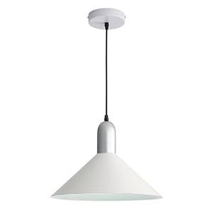 EFINEHOME Modern Cone Pendant Lights Kitchen Island- Adjustable Hanging Lamp with Metal Shade & White Inner Finish- Single Head Ceiling Pendant Light for Dining Living Entryway Shop (White-1 Pack)