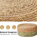 Cpintltr Ottoman Natural Seagrass Footrest Poufs Hand Weave Round Foot Stool for Couch Desk Soft Step Stool Padded Foot Rest with Pine Legs for Living Room Bedroom Natural/Green