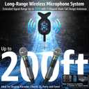 Wireless Microphone, All-Metal Wireless Microphones with RGB Light, Volume Control, 24H Rechargeable Battery, 200ft Range, Bluetooth Receiver with Wireless Mic for Karaoke, Singing, Speech