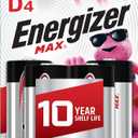 Energizer D Batteries, Max Premium D Cell Batteries Alkaline, 4 Count