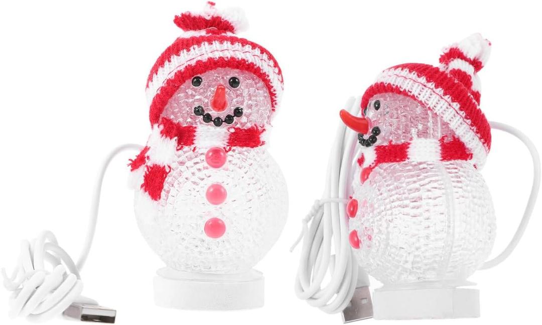 Angoily USB Snowman, USB Christmas Tree for Desk, 2 Pcs Snowman Night Light, Christmas Tree for Computer Colorful Glowing Cartoon Lamp for Bedroom Living Room Xmas Party Led Cute Room Decoration
