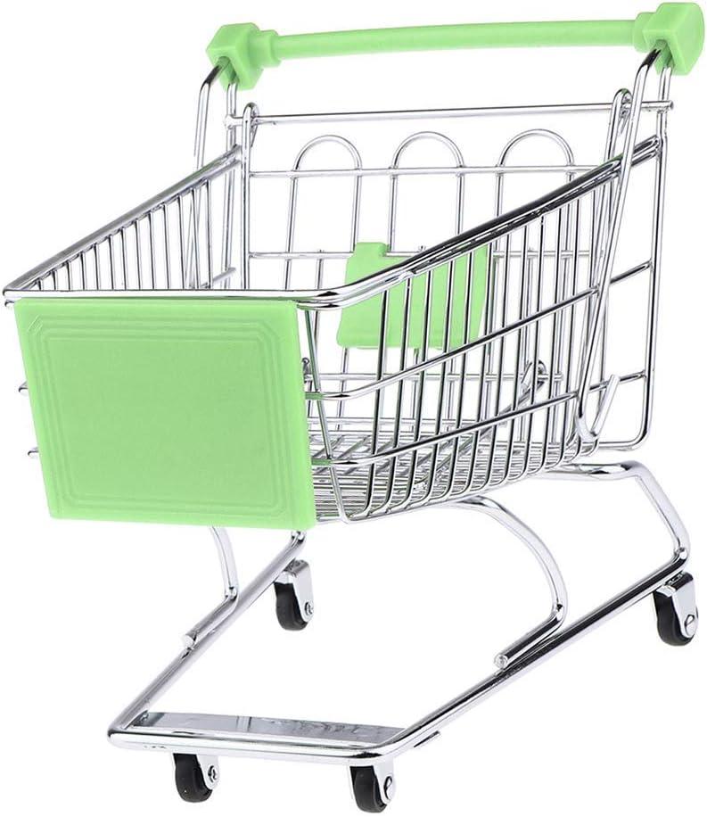 Mini Shopping Cart Miniature Supermarket Handcart Shopping Utility Cart Storage Toy for Kids - Green