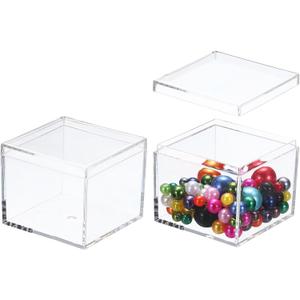 uxcell 2 Pcs Small Acrylic Box with Lid, 2.2" x 2.2" x 1.8" Decorative Storage Box Jewelry Display Case for Store Snacks Candies, Wedding Festival Party Gifts, Clear(Rectangle)