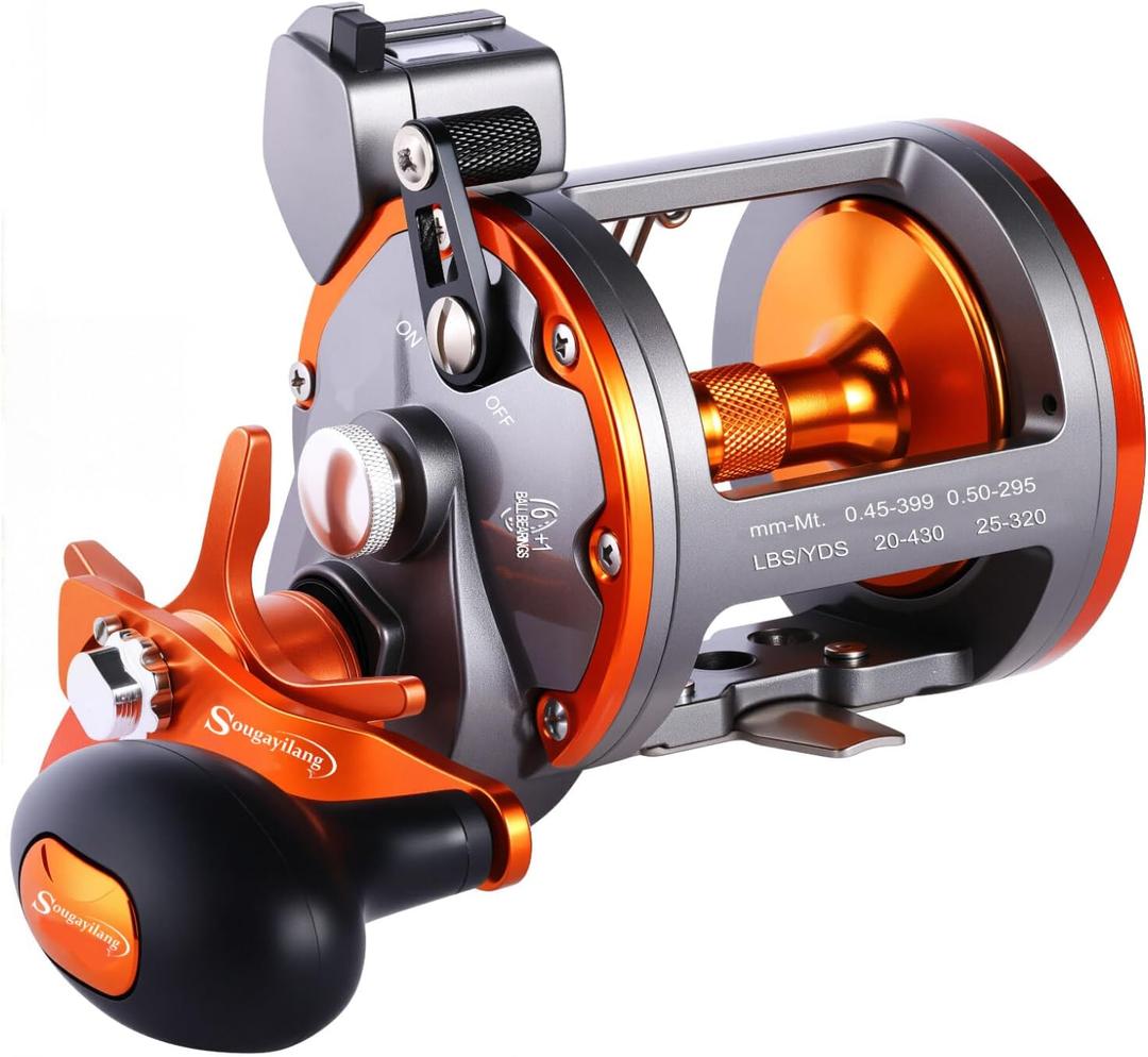 Sougayilang Line Counter Trolling Reel Conventional Level Wind Fishing Reel (Thunder LS II 3000 Left Handed)