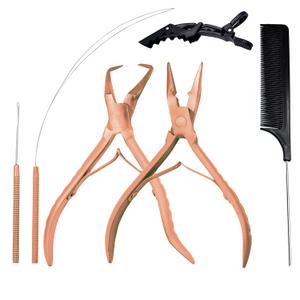 SIVOTE Professional Hair Extension Tools Kit Stainless Steel, Microlink & Itip Extensions Tool Kit, Rose Gold (4-Pack)