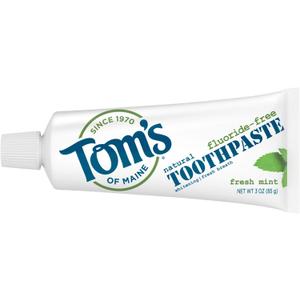 Tom's of Maine Travel Size Fluoride-Free Fresh Mint Toothpaste, 3 oz. (Packaging May Vary)