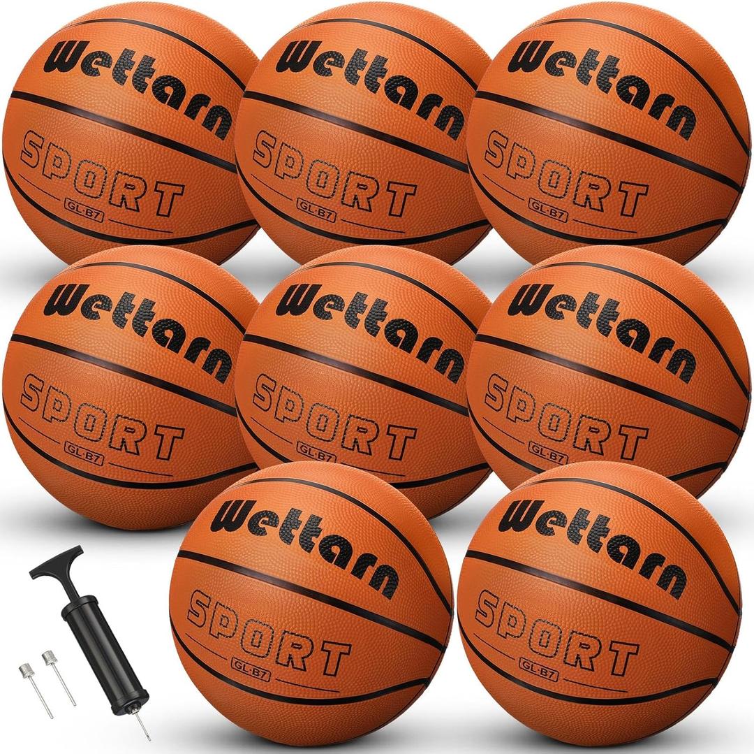 Wettarn Rubber Training Basketball with Pump Street Ball Made for Teens Adults Indoor and Outdoor Game Gym Training Competition Basketball Games, Size 7