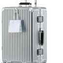 HotWay Carry On Luggage with Leather Handle, PC Zipperless Suitcase with Spinner Wheels and TSA Locks, 22x14x9 Airline Approved Luggage for Travel, Silver, 20 Inch