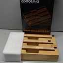 SpaceAid WrapNeat 3 in 1 Wrap Organizer with Cutter and Labels, Plastic Wrap, Aluminum Foil and Wax Bamboo Dispenser for Kitchen Storage Organization Holder for 12" Roll (Natural) (3-Slot, 3"Tall)