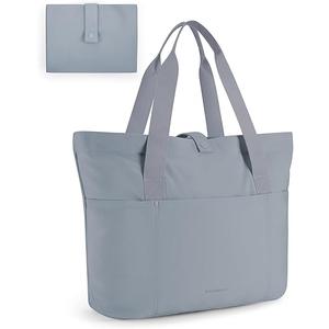 BAGSMART Tote Bag for Women, Foldable Tote Bag With Zipper Travel Large Shoulder Bag Handbag for Work-16.5''l X 6''wx 14''h