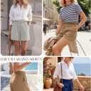 Ficerd 3 Pack Women's Casual Linen Shorts,Pleated High Waist Wide Leg Summer Elastic Comfy Trendy Shorts with Pockets XL