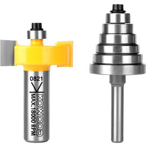 KOWOOD 1/2" inch Shank 1-3/8" Height Multi-Slot Milling Cutter Bit (7 Bearings, Multiple Depths 1/8", 3/16",1/4", 5/16", 3/8", 7/16", 1/2") Interchangeable and Adjustable Bearings.