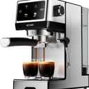 20Bar Espresso Machine with Hot & Rapid Cold Brew, Stainless Steel Coffee Makers, Cappuccino Latte Machine with Milk Frother Steam Wand for Home, 45oz Removable Water Tank, Touchscreen, Silver
