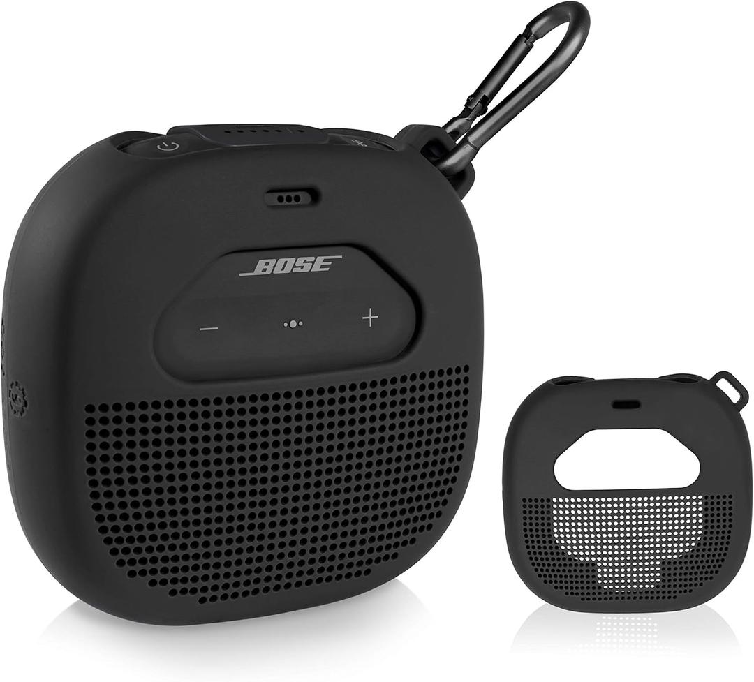 Silicone Cover Sleeve for Bose SoundLink Micro Portable Outdoor Speaker, Customized Design Skin Giving All 6 Directions Protection, Best Matching in Shape and Color(Black)