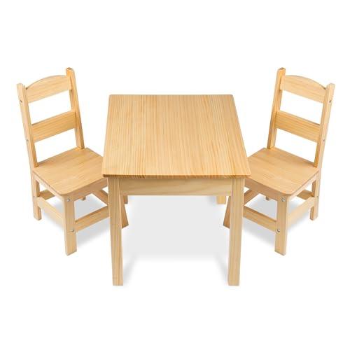 Melissa & Doug Solid Wood Kids Table and Chairs (2), Premium Quality Wooden Toddler Table and Chair Set for Kids Playroom Furniture & Montessori Classroom Furniture for Boys & Girls Ages 3+