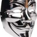 Guy Fawkes Mask -V for Vendetta Anonymous Cosplay Party Mask for Halloween, Silver