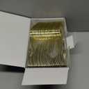 Dealusy 100 Count Heavy Duty Gold Plastic Forks Disposable, BPA-Free, Heat Resistant, Solid and Durable Premium Plastic Disposable Forks for Party Supply