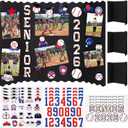 Resurhang 4 Set 24''x16'' Baseball Senior Night Gifts Senior 2026 Trifold Poster Board Photo Display Board with 12 Sheet Sports Themed Stickers for Graduation Picture Frame Sport Theme Party Supplies