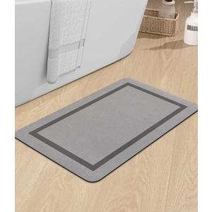 2 x chakme Bathroom Mat Rugs 24x16, Ultra Thin Magic Mat Bath Rug Non Slip Bath Rugs Quick Dry Absorbent Bath Mats for Bathroom Floor, (Grey, 24"x16")