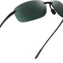 JIM HALO Sport Sunglasses for Men Women TR90 Rimless Frame for Running Fishing Cycling Driving (Polarized Green)