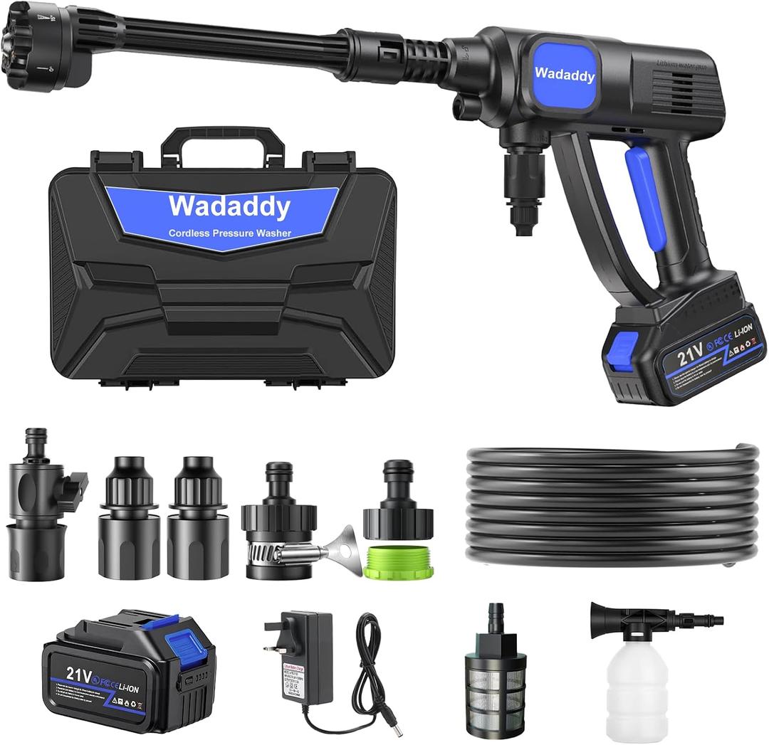 Cordless Power Cleaner, 1250 PSI Portable Battery Powered Cleaning Tool with Brushless Motor, Self-Priming System & Lightweight Design for Cars, RVs, Patios, Fences, Garden & Camping