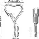 25 Pack Heart Shaped Screw Hooks for Hanging, 2.36 Inch Metal Ceiling Hooks for Outdoor String Lights, Plants, Keys and Decorations, Hanging Hooks for Indoor and Outdoor Use (Silver)