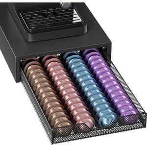 ECOLOVI Nespresso Pods Holder, K Cup Holder, Coffee Pod Holder Organizer Compatible with Nespresso Vertuo Capsules, Holds 60 Small or 40 Large Pods, Black