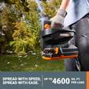 WORX 20V Cordless Seed Spreader 6-Speeds 5-Ft. Max Distance, Fertilizer Spreaders 8 Flow-Rate Settings, Broadcast Spreader Easier Than Hand Spreaders for Lawns WG869 Battery & Charger Included