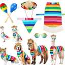 Abbylike 5 Pcs Mexican Dog Miniature Horse Alpaca Yard Goose Costume Set Include Rainbow Poncho Sombrero Hat Pet Sunglasses Maracas for Cinco De Mayo, Day of The Dead, Mexican Theme Party(Large) pack of 2