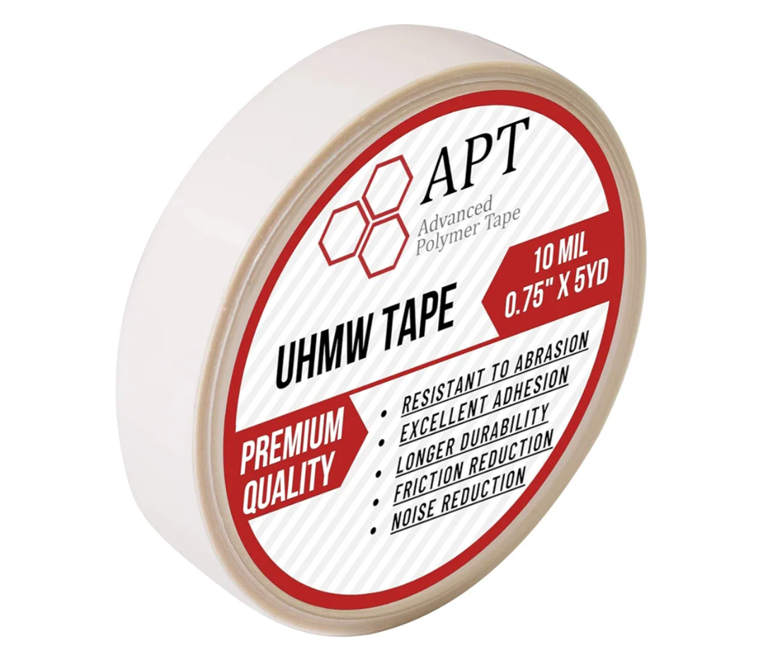 APT, UHMW (Ultra-high Molecular Weight) Polyethylene Tape, Resists Abrasion, Impact, for Surface Protection and Friction and Noise Reduction for Lining Sliding Surfaces. (0.75" x 5Yds, 10 Mil UHMW)