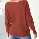 BTFBM Off Shoulder Sweaters for Women Trendy 2025 Fall Long Sleeve Casual Basic Knit Winter Oversized Pullover Sweater (S)