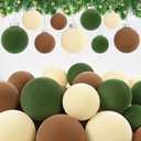 Waipfaru Christmas Tree Decorations, Velvet Christmas Ornaments Balls Set, Brown Green Neutral Farmhouse Christmas Decor, Flocked Christmas Ornaments for Xmas Holiday Party Decorations(45 Pcs) (Brown, Green, Beige)