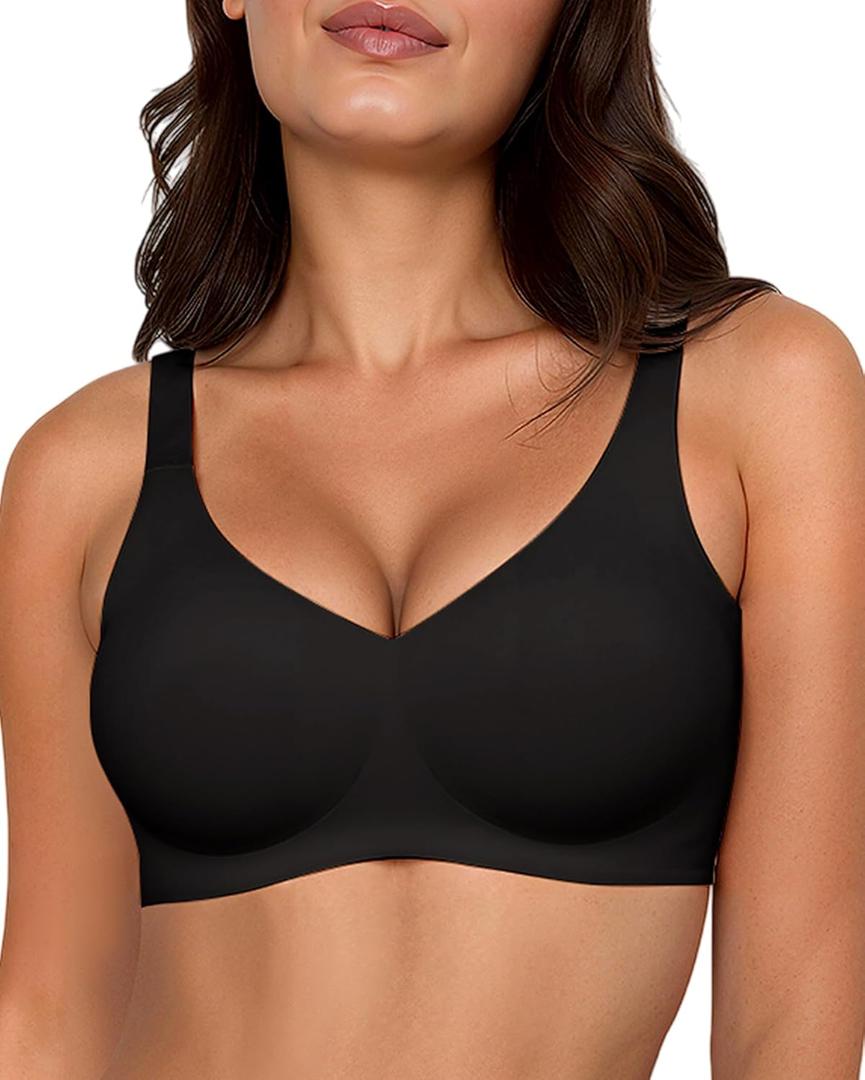 Gailife Smooth Wireless Bras for Women No Underwire Comfort Seamless Supportive Bra Raceback Push Up Bralettes Full Coverage (3X-Large, Black)